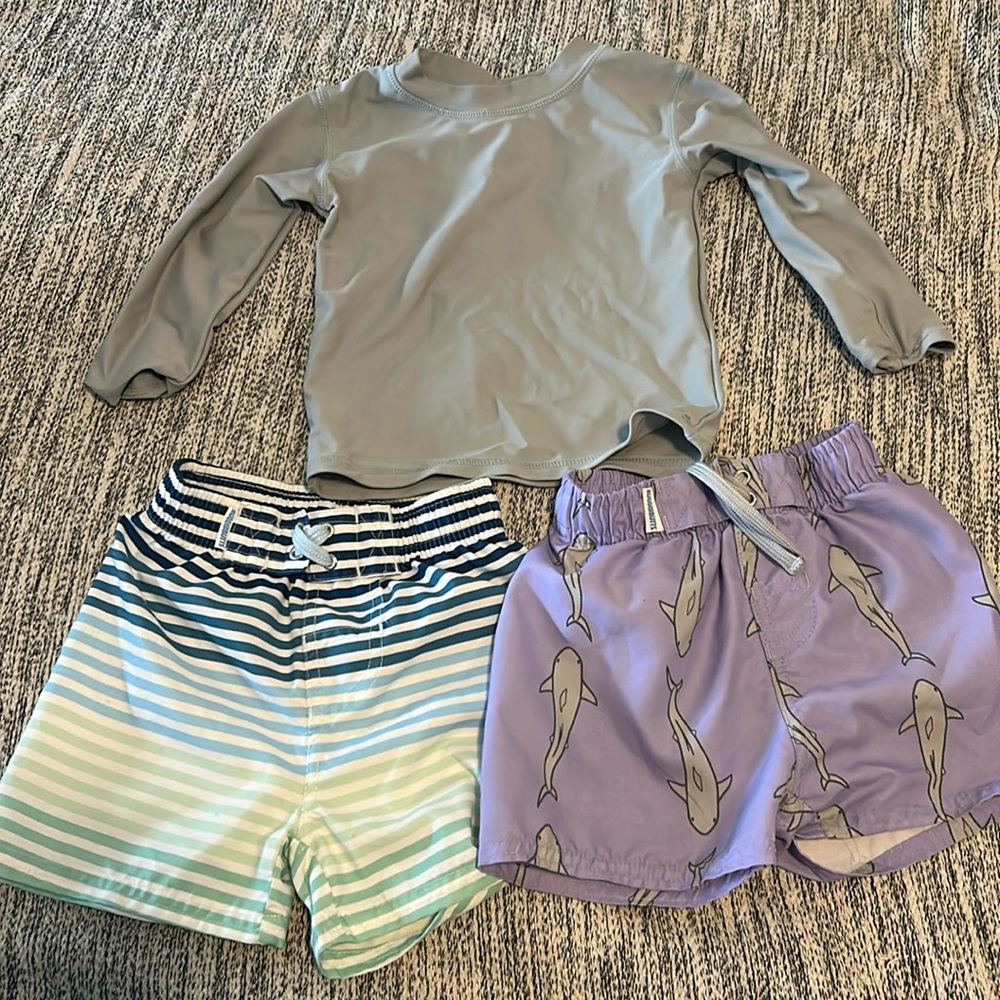 Rugged Butts 18-24 months swim trunk set and rashguard SPF 50+